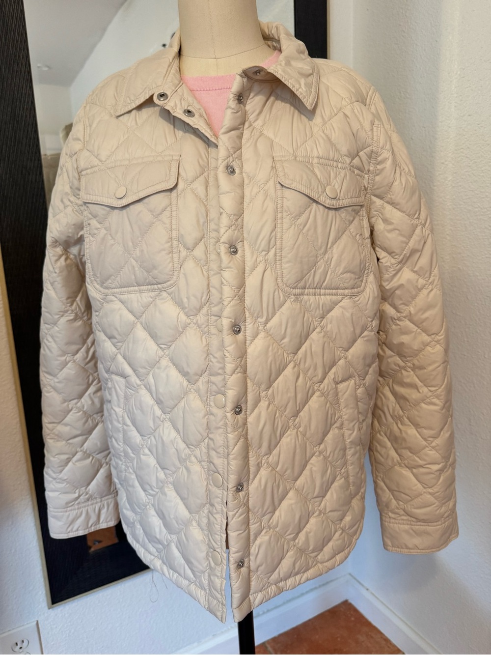 J. Crew Beige Quilted Puffer Overshirt